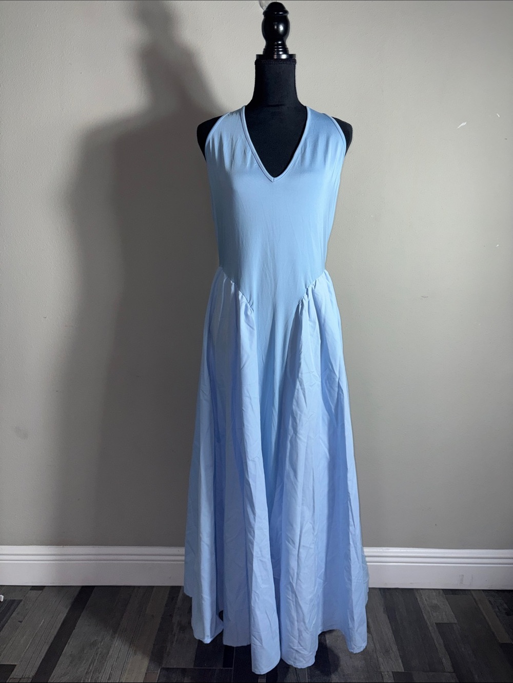 SHEIN Light Blue Sleeveless V-Neck Maxi Dress